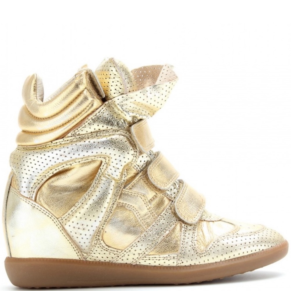 [ISABEL MARANT] Beckett style Bird Over Golden Wedge Sneakers